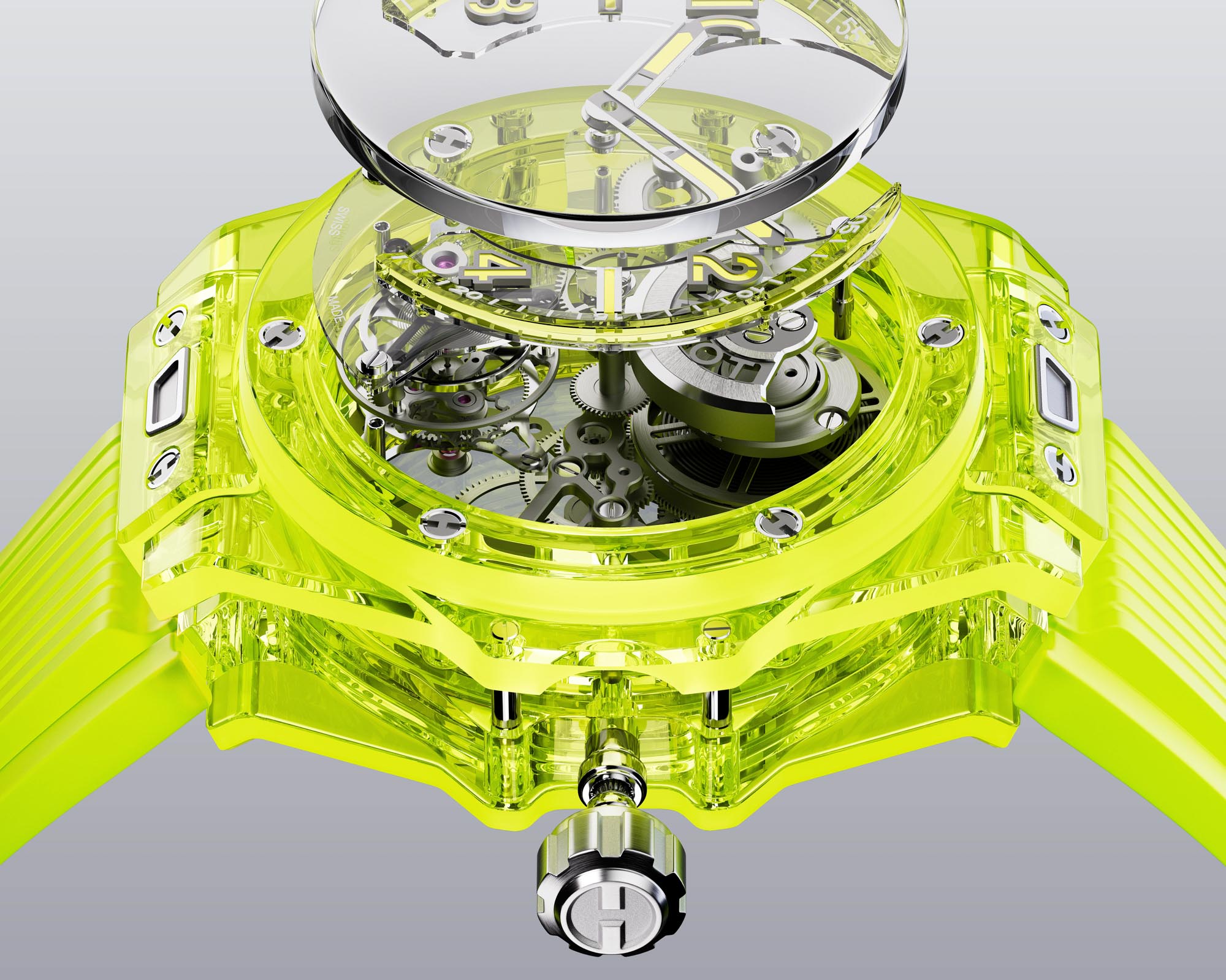 Hublot Big Bang Tourbillon Saxem Yellow Neon Replica Orologi
